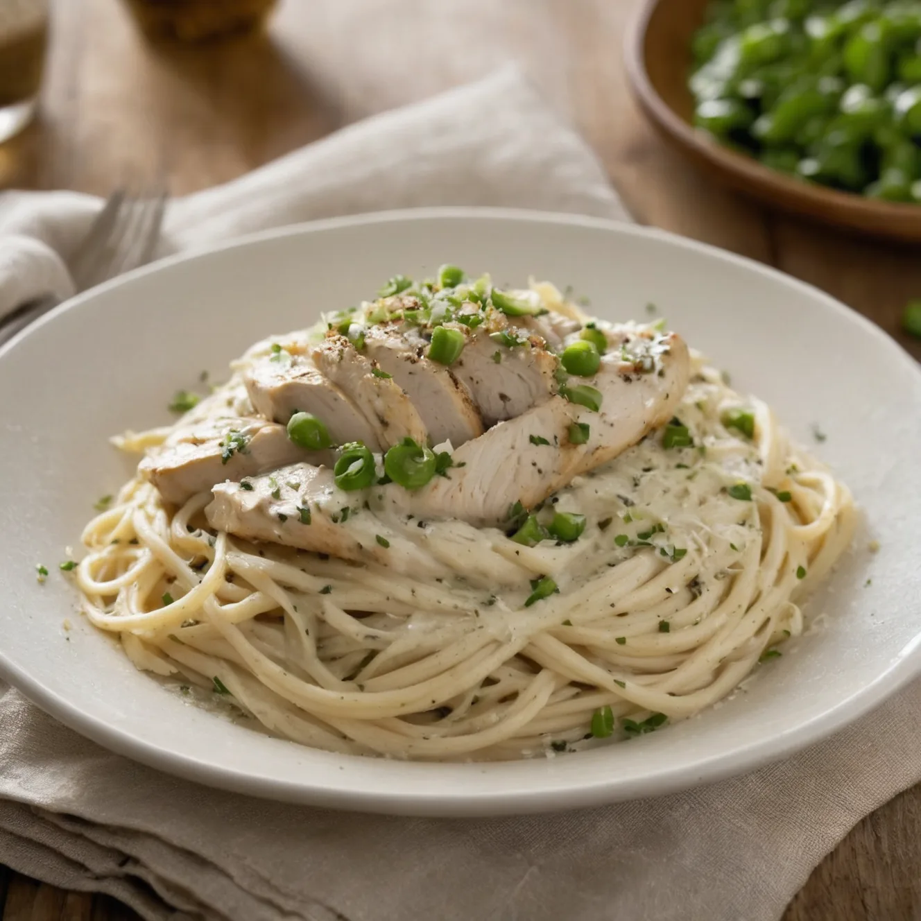 Copycat Cheesecake Factory Pasta Carbonara with Chicken (No Eggs in the Sauce)