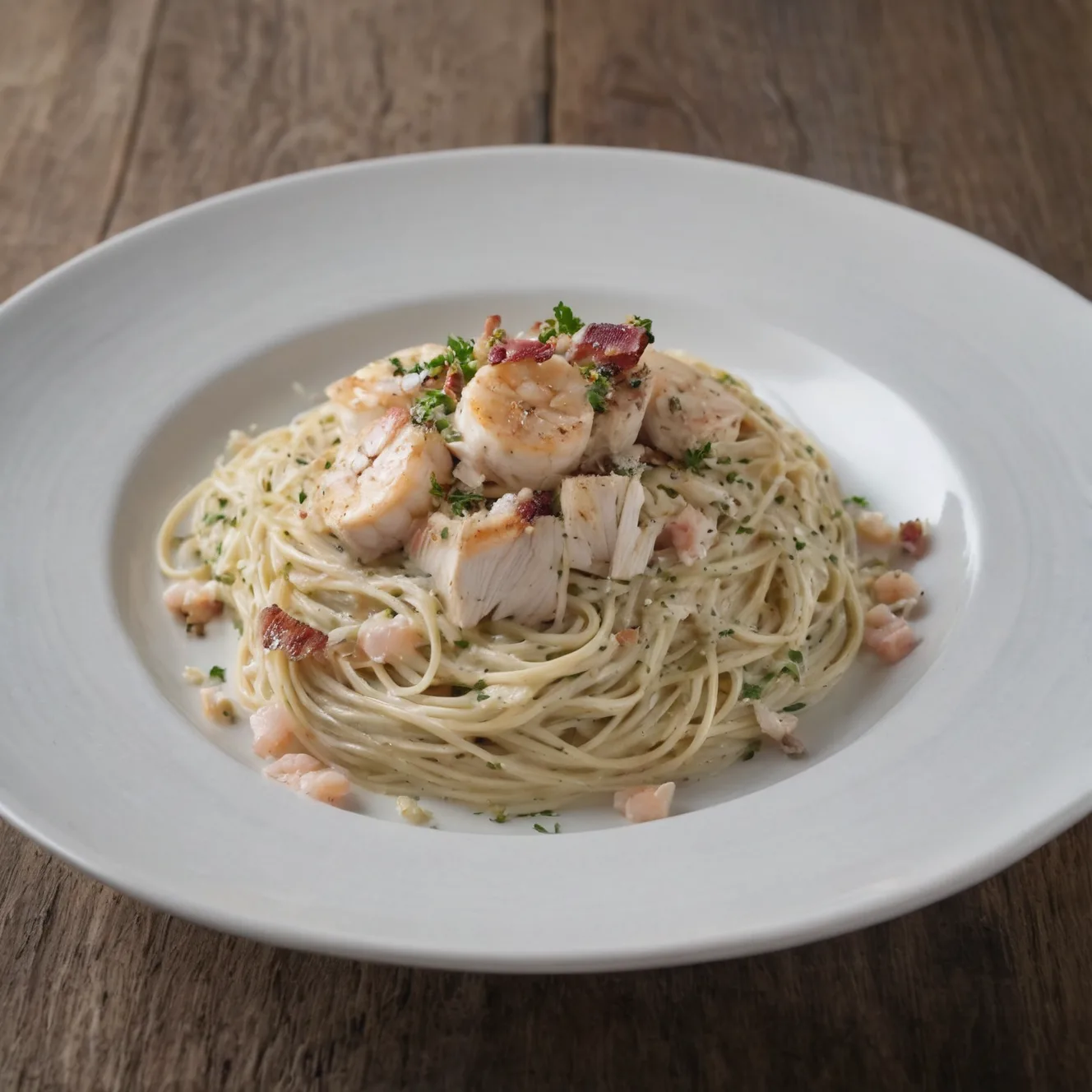 Copycat Olive Garden Chicken & Shrimp Carbonara