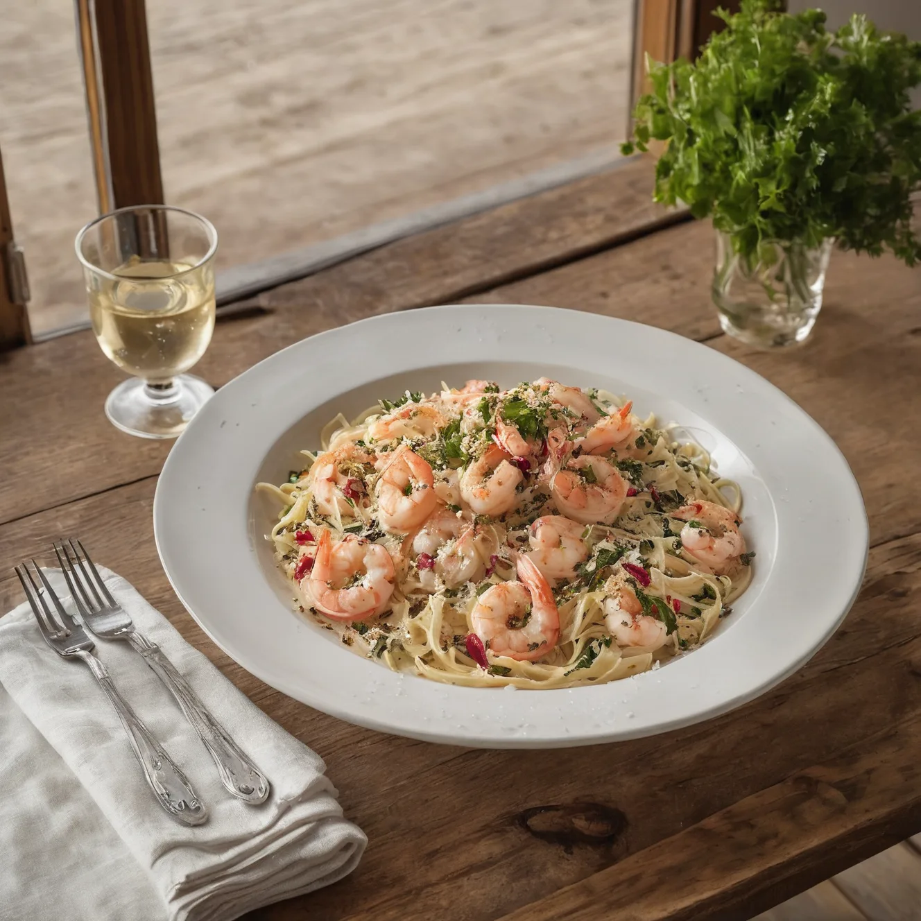 Copycat Olive Garden Shrimp Carbonara